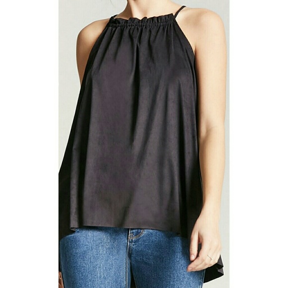 moon kiss Tops - Faux Suede Hi-Low Sleeveless Top